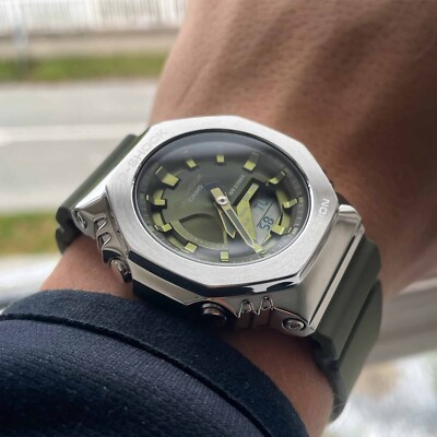 Casio G-Shock GM-S2100-3A Green Resin Metal Cover Analog Digital