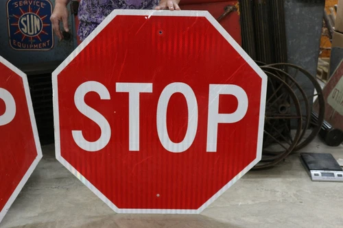 Authentic Vintage Retired 30" STOP Road Street Chevrolet Ford Mopar Gas Oil Sign