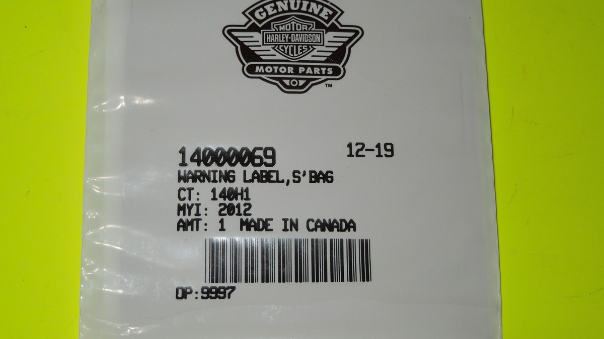 新品未使用　ハーレーのマーク入りバーバッグ 1 NOS OEM Harley Davidson Saddlebag Warning Label P/N 14000069 | eBay