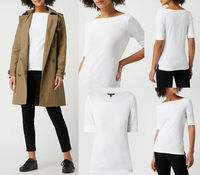 Lauren Ralph Lauren Judy U-Boot Shirt Soft Cotton Top Bluse T-Shirt Hemd New Xs