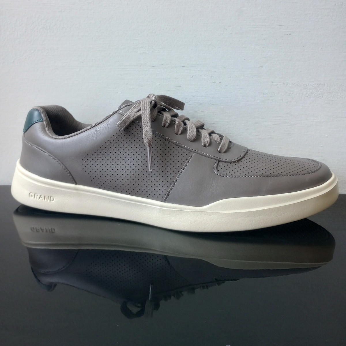 Grey Cole Haan Perforated Grand Lace-Up Shoes Cole Haan Men main image 4