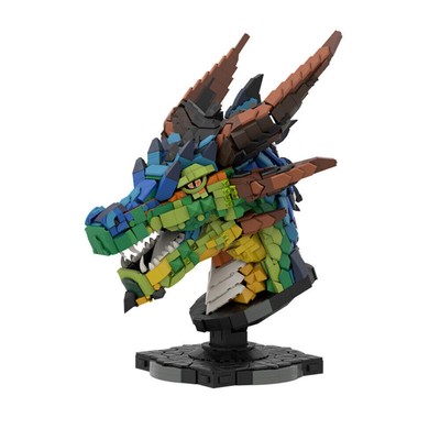 Colorful Dragon Head MOC Building Blocks Set, Educational Bricks Toy Model Gift