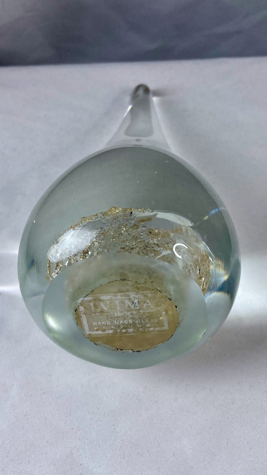 IVIMA 1895 Handmade Glass Portugal Reverse Tear Drop Shaped Paperweight