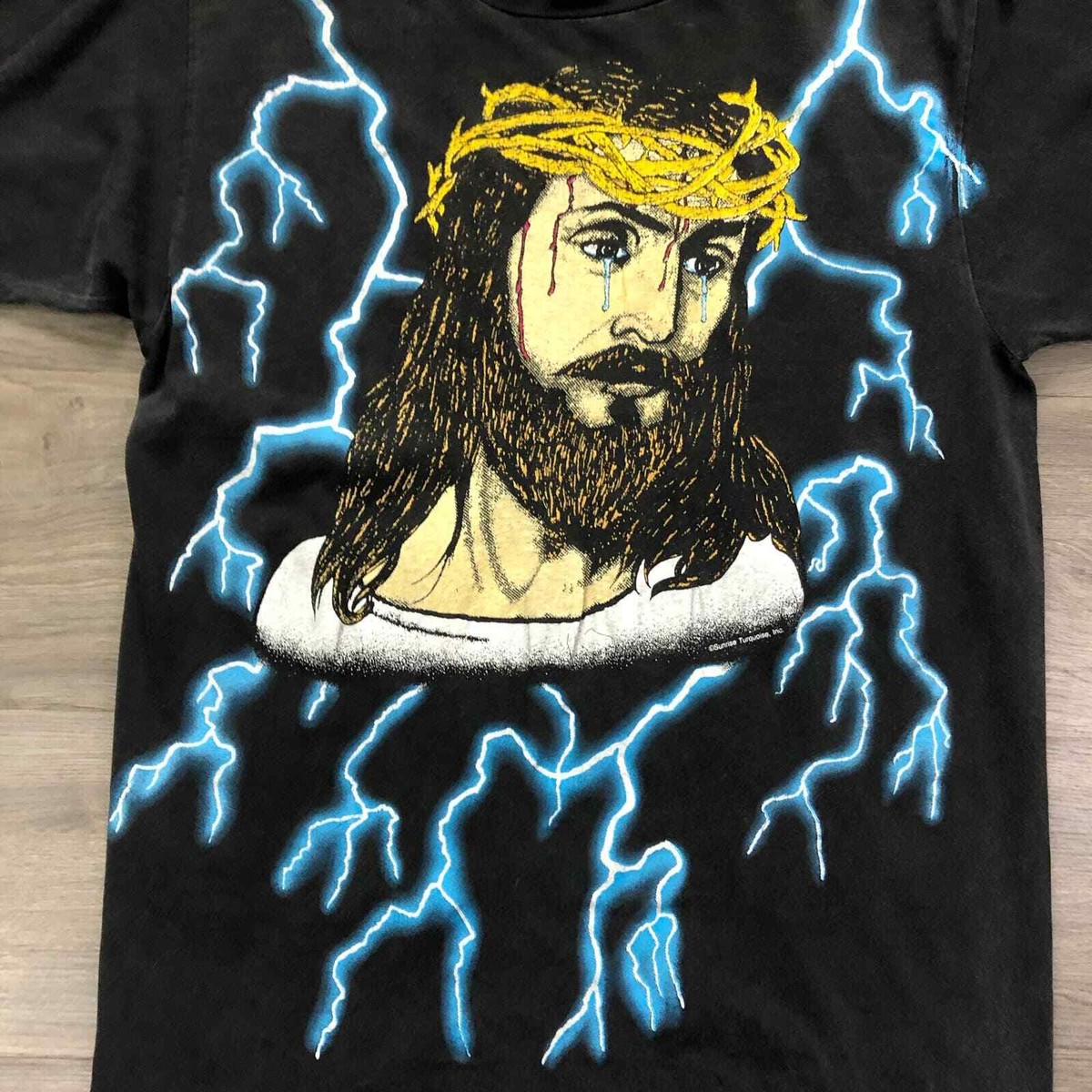 Vintage American Thunder Jesus Lightning AOP T-Shirt L 90s Vintage American Thunder Jesus Lightning AOP T-Shirt L 90s