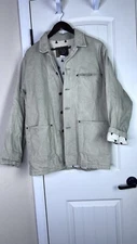 VTG International Denim Men’s Field Jacket Barn Coat Ecru Lined Sz S Hunting