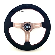 330mm Suede Leather 28mm Low Deep Dish Racing Steering Wheel Fit Universal Hub