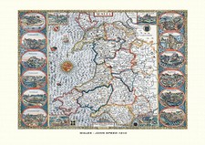 Old Map of Wales - John Speed 1610 - A3 Reproduction - Unframed - Ideal Gift