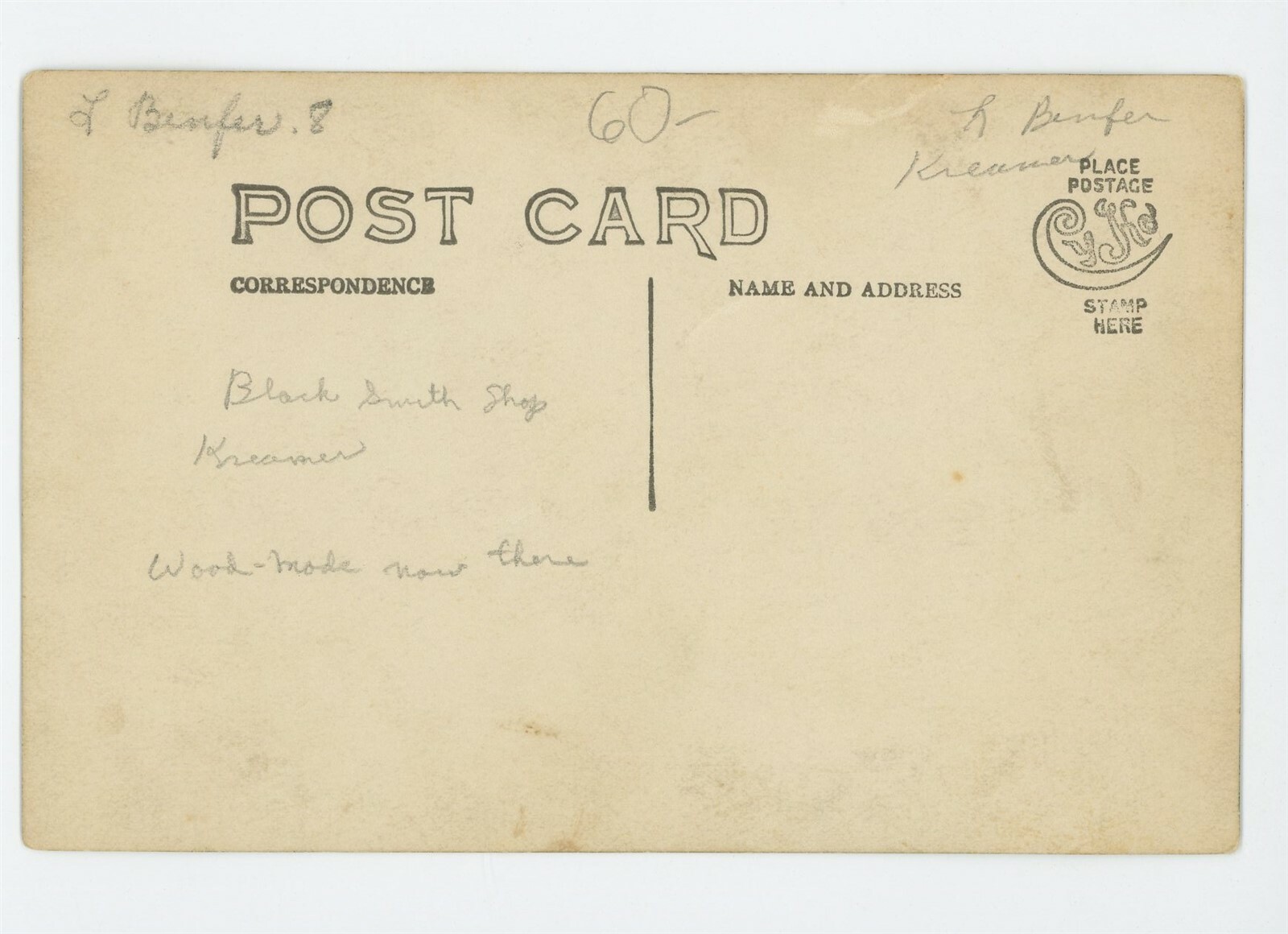 RPPC Blacksmith Shop on Street KREAMER PA Snyder County Real Photo