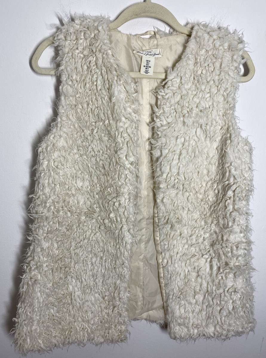 H&M LOGG Size Cream Faux Fur Vest Fully Lined