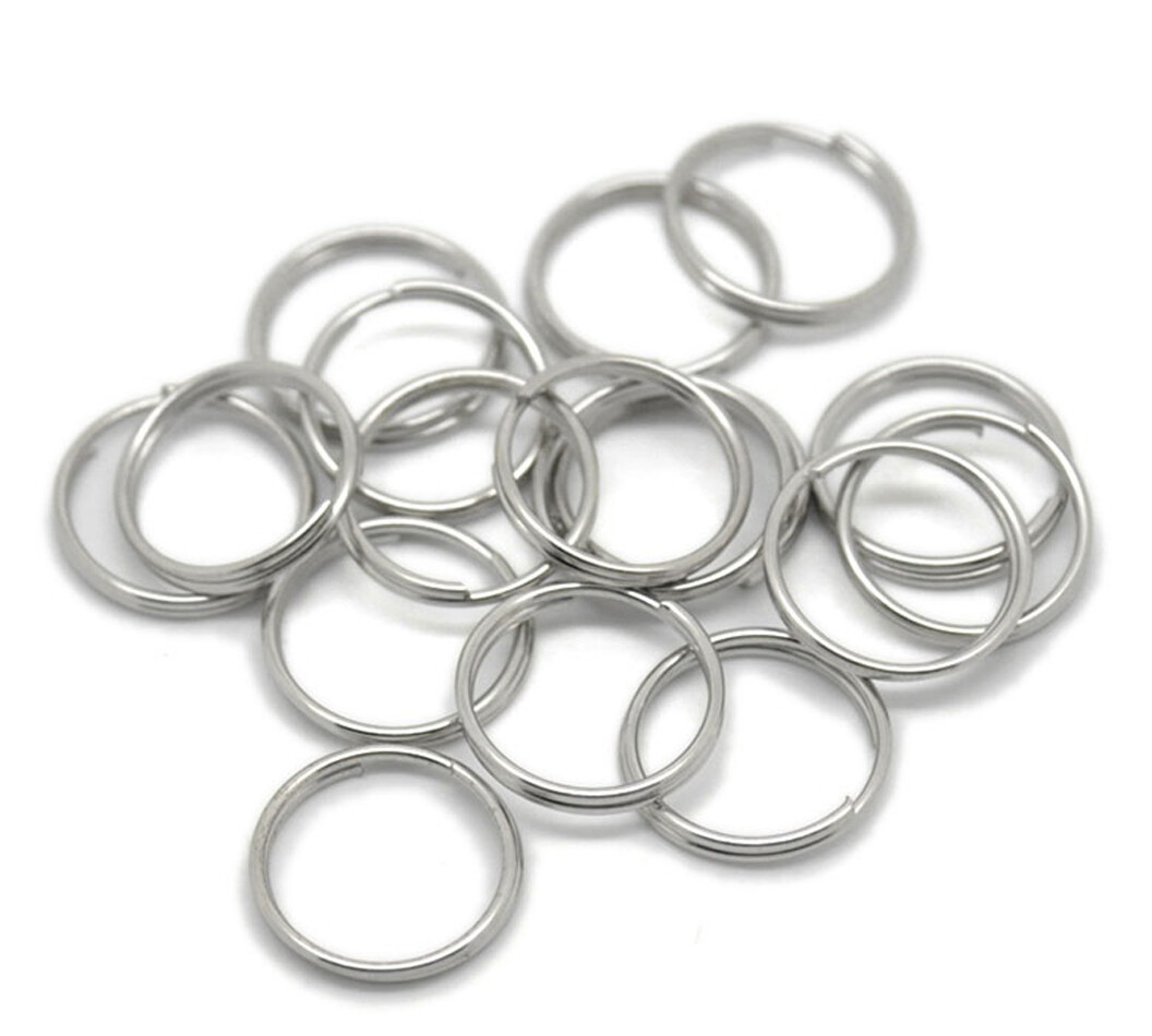 Split Keyring Jump Rings - 200 pcs - 16mm Diameter - Antique Silver Tone