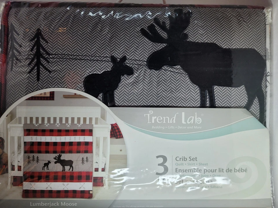 Lumberjack Moose 3 Piece Crib Bedding Set - Buffalo Check - Image 4 of 4
