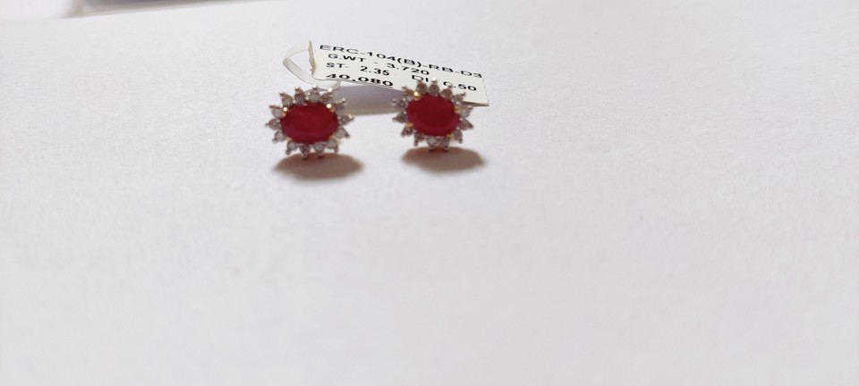 Ruby Jewe 18K Gold VVS Diamond Natural Ruby stud tops earring fine jewelry Gems ...