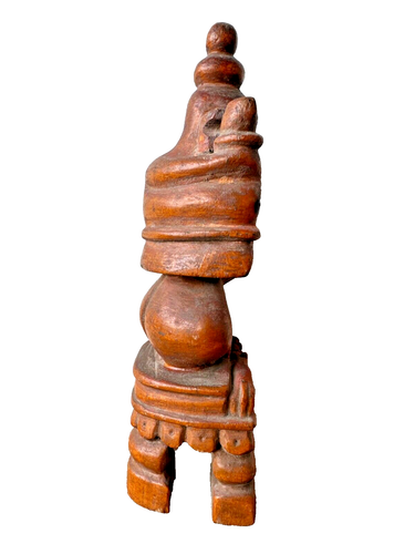 Vintage Old Rare Hand Carved Wood Worship Hindu God Ganesha Figure Deity Statue - Picture 6 of 11