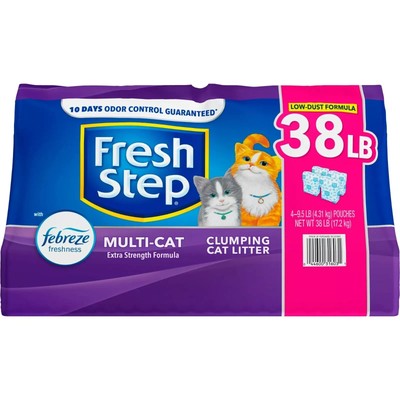 Fresh Step Multi-Cat Scented Clumping Cat Litter with Power of Febreze , 38 lbs