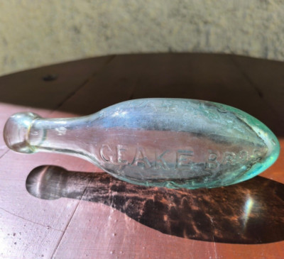 Vintage Antique Torpedo Glass Bottle Geake Bros Late J. Seyre & Co Launceston
