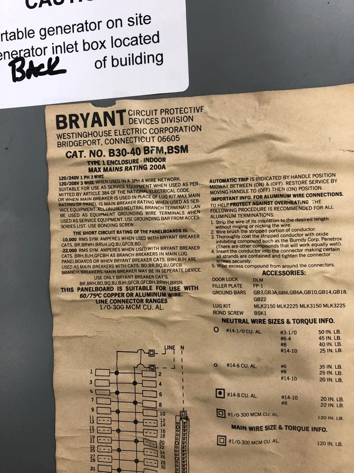 WR-70 Westinghouse/Bryant 200 amp panel - Image 3 of 3