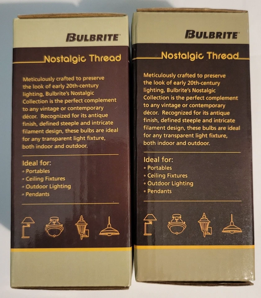 2 Pack Edison Light Bulb 60W BULBRITE 136019 Nostalgic Thread Vintage Bulbs New - Image 2 of 4