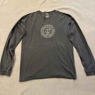 Authentic Pigment Long Sleeve Vintage Style Shirt Size Medium Gray Peace