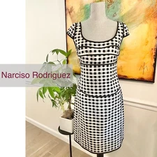Narciso Rodriguez gingham checkerboard knee length dress