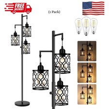 Dimmable Farmhouse Floor Lamp, Industrial Floor Lamp for Living Room