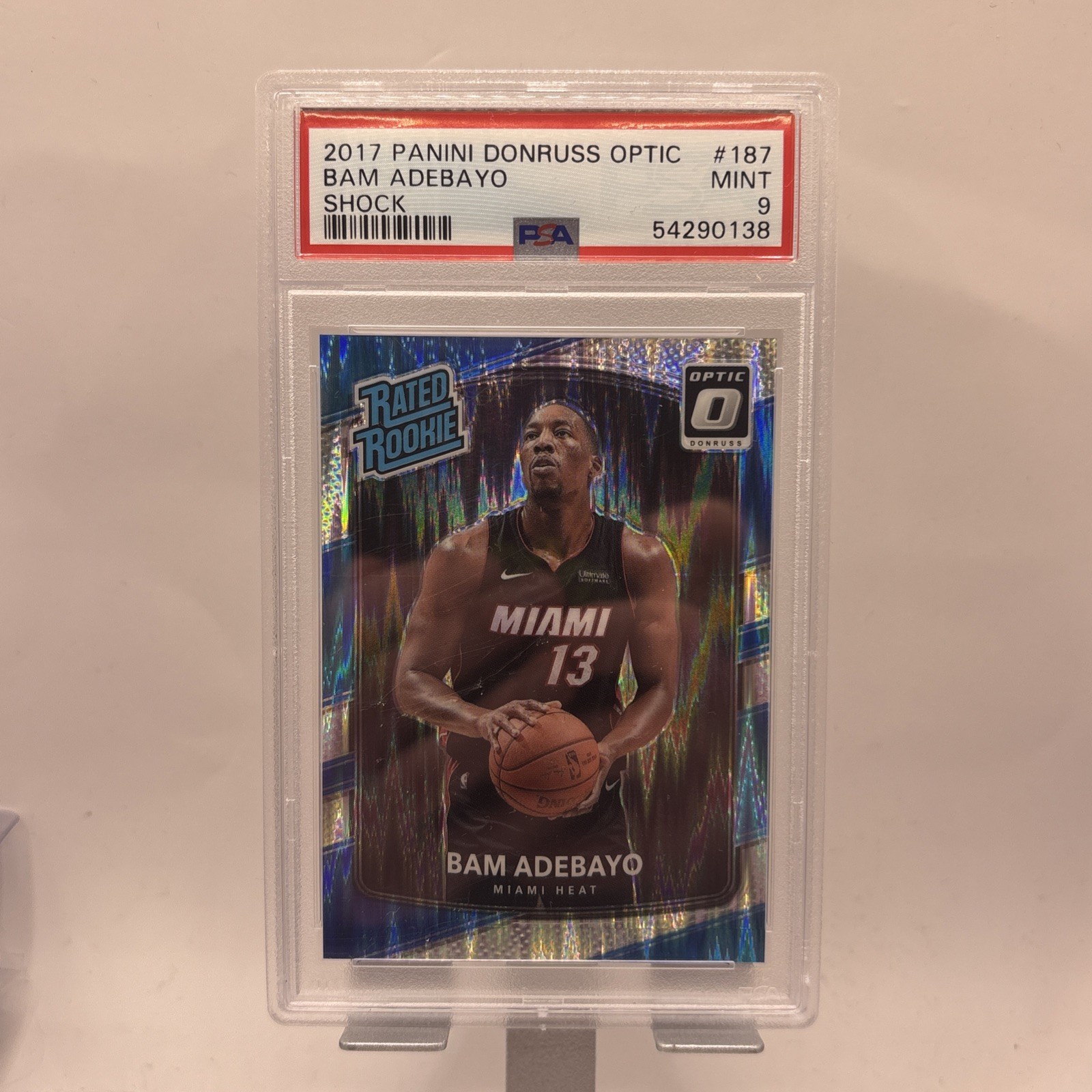PSA 9 Bam Adebayo #187 Rated Rookie 2017 Panini Donruss Optic Shock