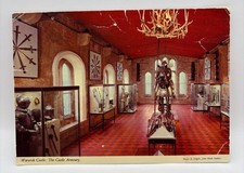 Vintage Postcard Warwick Castle Armoury Arms Collection River Avon Warwickshire