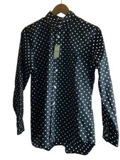 CDG Long Sleeve Shirt, Size S, Cotton, Black, Dots, SZ-B003
