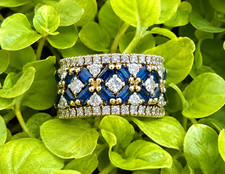 14K Yellow Gold Sapphire And Diamond Ring Est...
