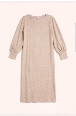 Vintage Langes Strickkleid Marke Ichi Größe M 38 Winterkleid Beige