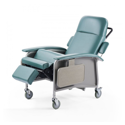 Transfer Chair w/ Reclining Adjustable Backrest, Leg Rest, Wheels, Armrest Blue