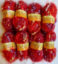 8 x 50 Gram Balls Tivoli Spice Red Boucle Style Knitting Yarn 54% Wool
