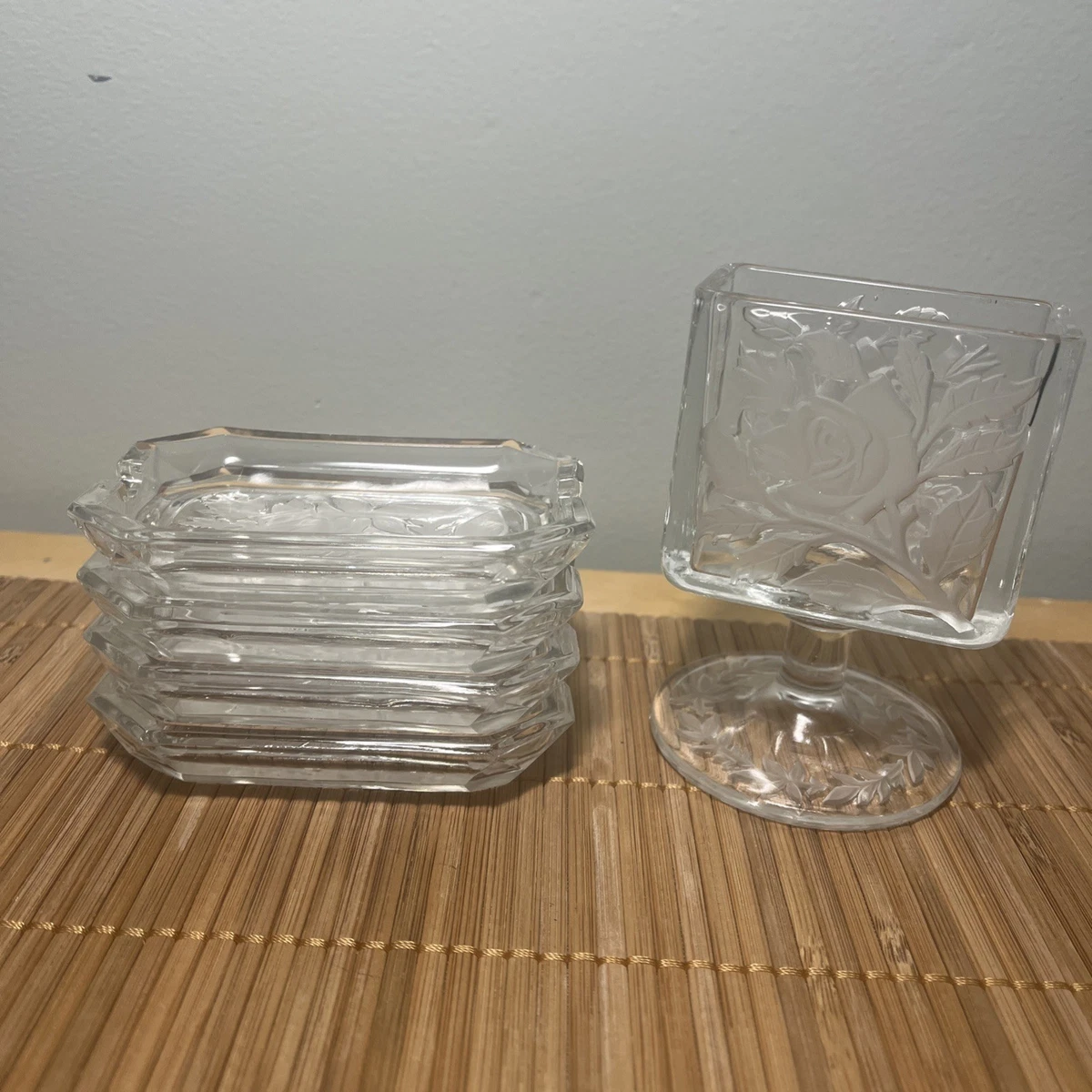 vintage glass cigarette box Glass Cigarette Holder In Collectible Ashtrays for sale