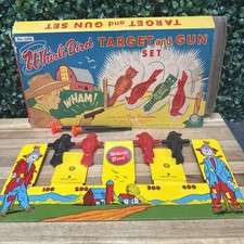 Vintage 1950s Ohio Art Whirli Bird Target Gun Tin Litho Shooting Game -Org. Box