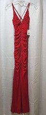 Jump Apparel Junior's Ruched Double Strap Jersey Gown Red Size 1/2 NWT 