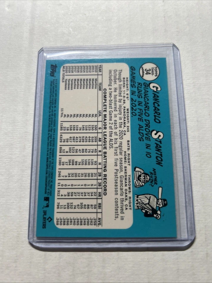 2021 Topps Chrome 1965 Retro Giancarlo Stanton #TH65-34 New York Yankees - Image 2 of 2