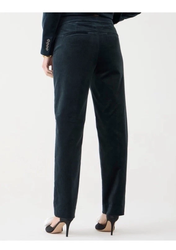Calça feminina J.Crew Kate perna reta elástica verde veludo tamanho 6 - Imagem 2 de 4