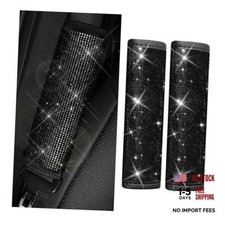2PCS Bling Car Seat Belt Shoulder Pads, Bling Rhinestones Seat Black Diamond