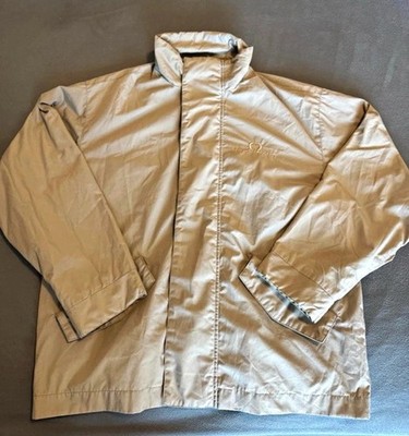 Sergio Tacchini Windbreaker Jacke Herren S Beige Stehkragen Zip Taschen Logo