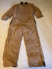Dickies Duck Insulated Coveralls Mens Size XL Brown Lined Canvas Jumpsuit Work