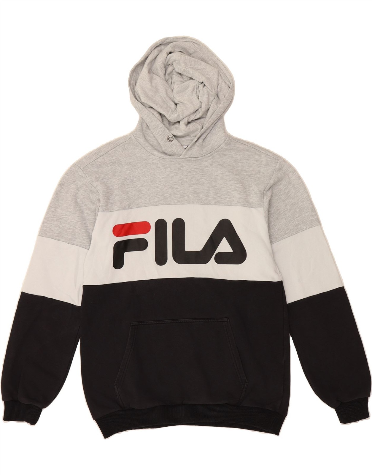 FILA Maglione Uomo Grafico con Cappuccio Piccolo Grigio Colorblock Cotone BR12