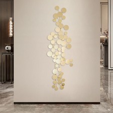 Large Gold Metal Wall Art Decor, 59x19 inch Modern Geometric Circle Wall