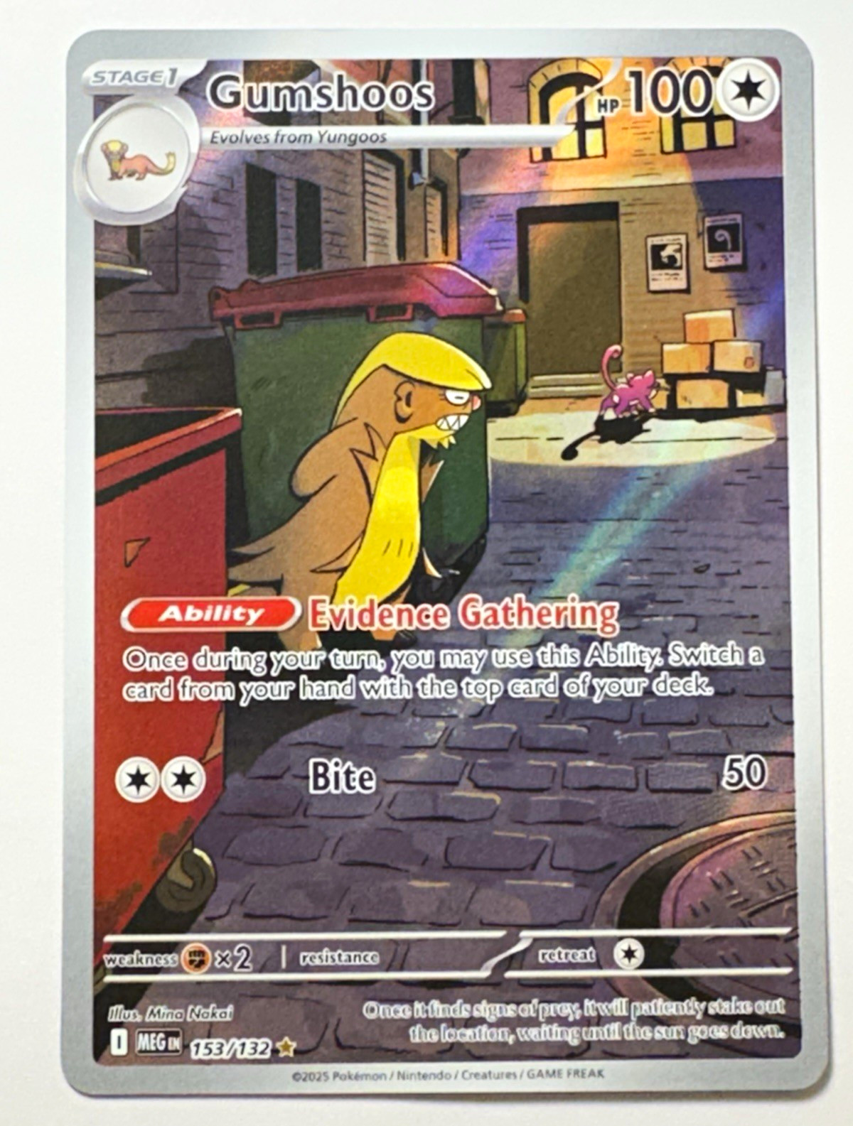 Gumshoos 153/132 ME01 Mega Evolution Holo Full Art IR Pokemon TCG FREE SHIPPING 