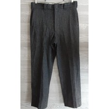 Woolrich Vintage Wool Herringbone Trousers Charcoal Grey Made in USA Mens 34x28