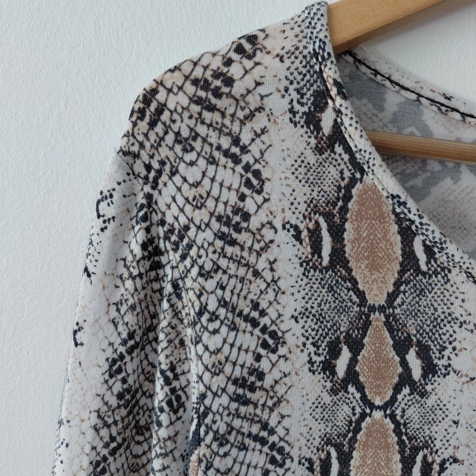 NOUVELLE Jersey Top Size 14-UK Brown Cream Snake Print Stretchy Tunic  - Image 2 of 4