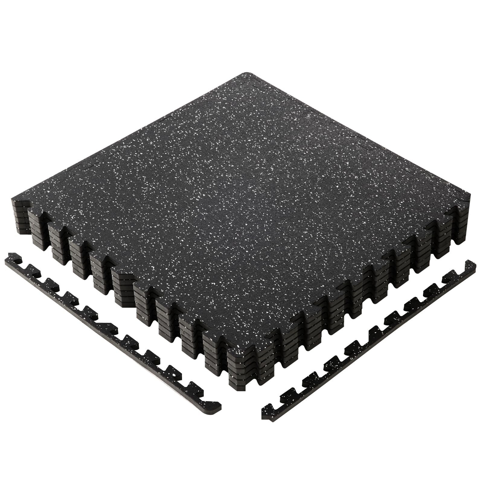 Sweetcrispy Interlocking Rubber Floor Tiles, Gym Flooring for Home Gym Mat 1/...