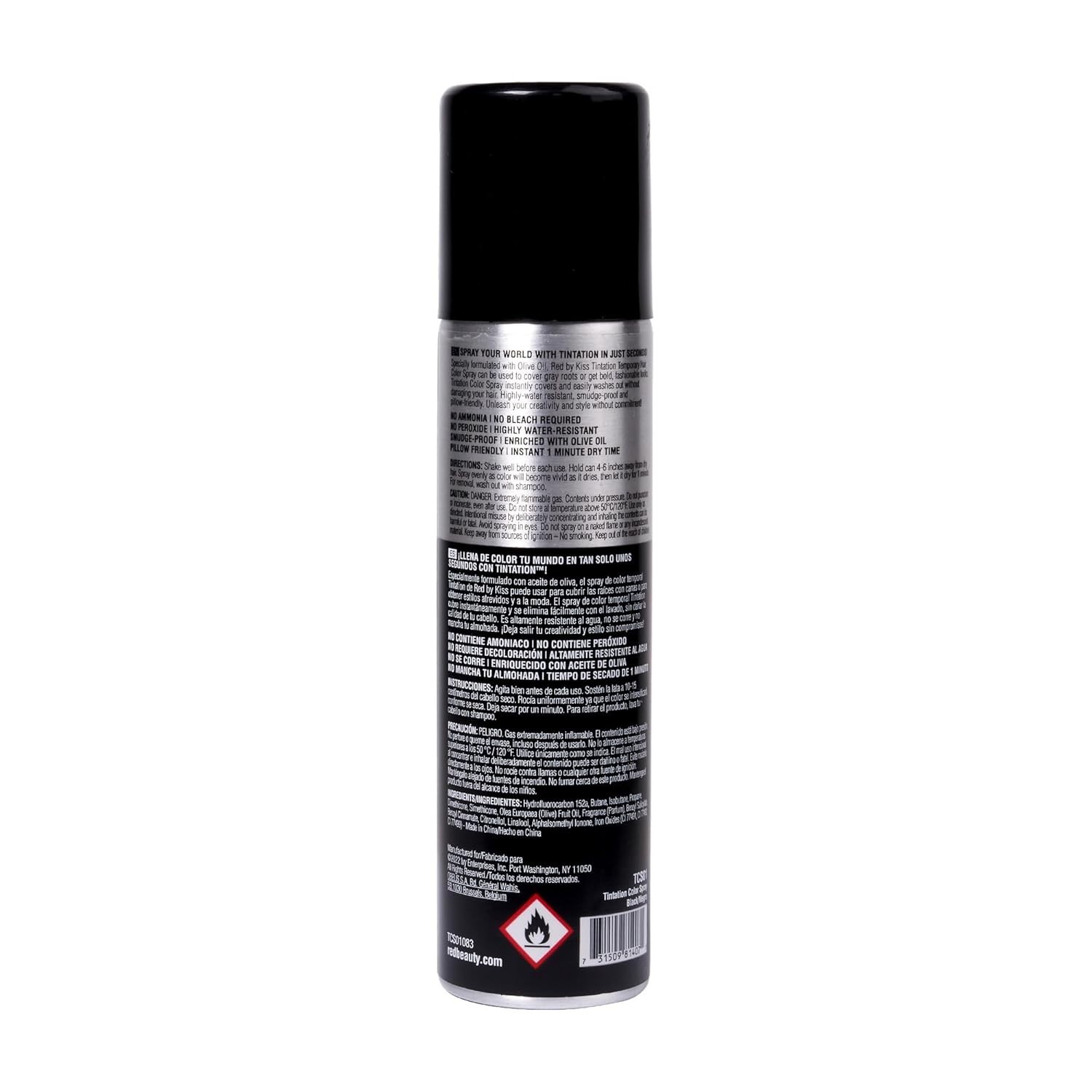 Red by Kiss Tintation Temporary Hair Color Spray, Instant Gray Root Touch up Cov