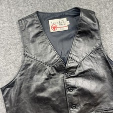 SEARS Leather Shop Black Vest Men s Size 40 Reg 80 s Western Biker Vtg Moto