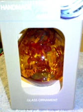 Zorza Poland 8" Tear Drop Pulled Feather Blown Glass Christmas Ornament NIB