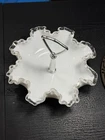VTG 8" Fenton CLEAR & Milk Glass White Hobnail Bon Bon Candy Dish SILVERCREST