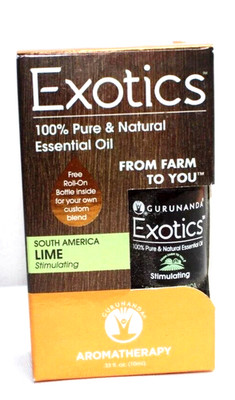 (2)Exotics Essential Oil South America Lime Stimulating GuruNanda 0.33oz NOS